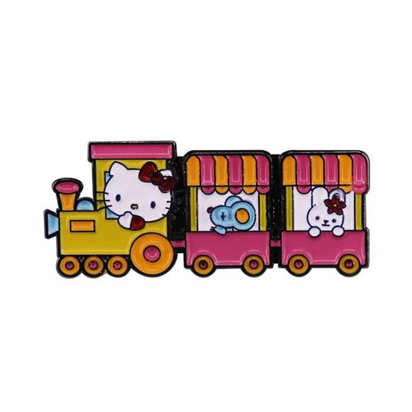 Hello Kitty on a Train Japanese Cute Enamel Pins - 02-2 - Picture 1 of 1